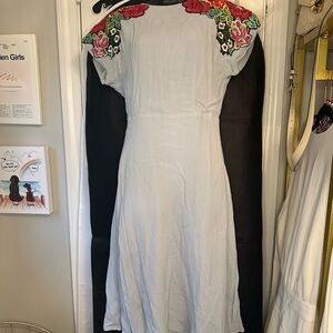 ASOS embroidered shoulder knee length dress